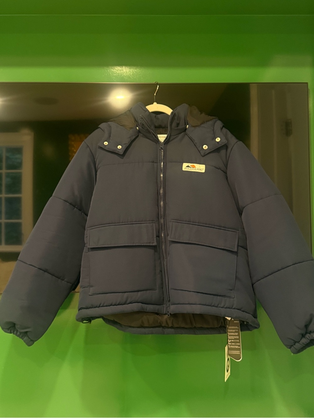 Navy Puffer Jacket with Hood